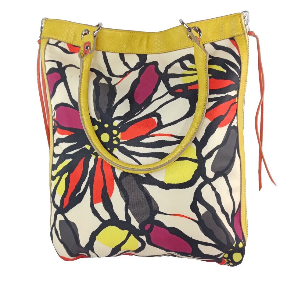 Relic Purse Yellow Purple Faux Leather Reversible Rectangle Shoulder Bag Floral